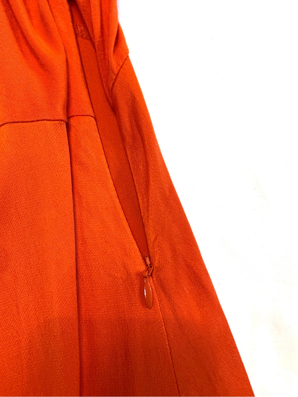 Anthropologie Gemini Pullover Mixed Fabric Asymmetric Tank Dress Midi Orange - L - Picture 9 of 12